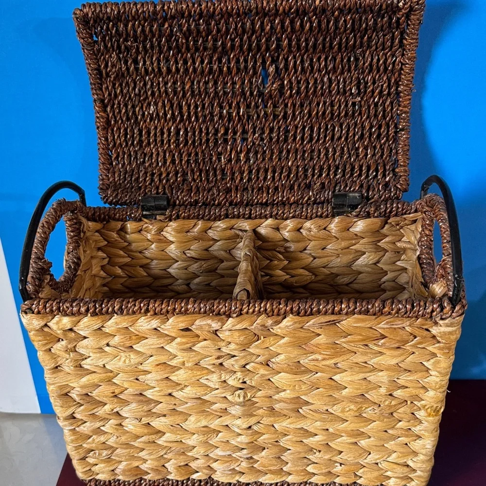 Vintage Woven Storage Basket - Brown